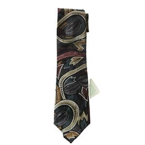 CHEZ ROFFEE New York *NWT* Silk Neck Tie Green Multicolored Business Office